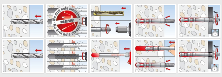 特殊倒錐形化學(xué)錨栓FHB的使用方法演示